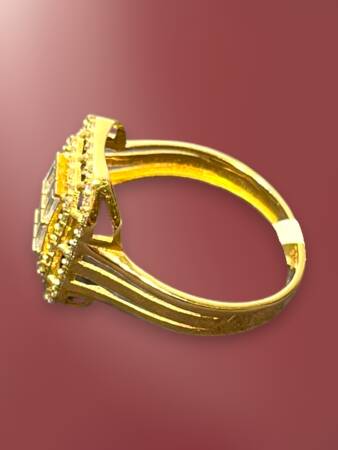 14 Ayar Altın Toz Baget Yüzük - 5