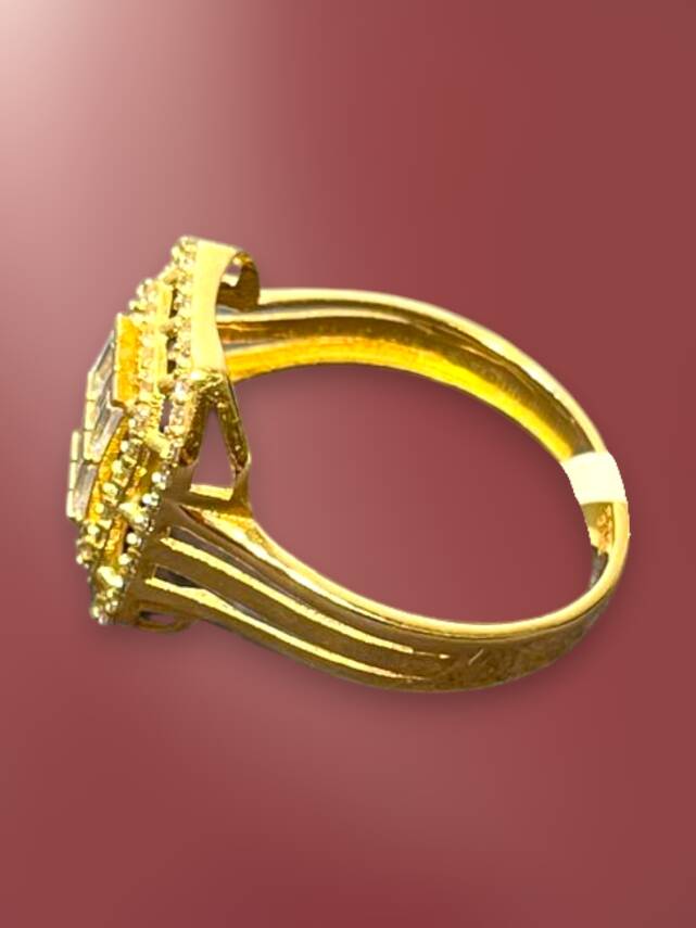 14 Ayar Altın Toz Baget Yüzük - 5