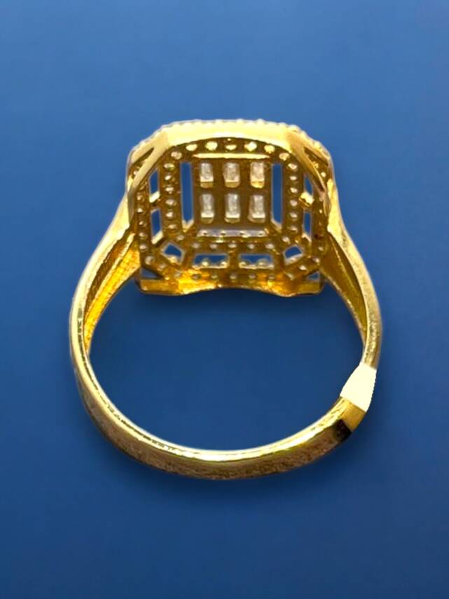 14 Ayar Altın Toz Baget Yüzük - 7