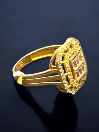 14 Ayar Altın Toz Baget Yüzük - 2