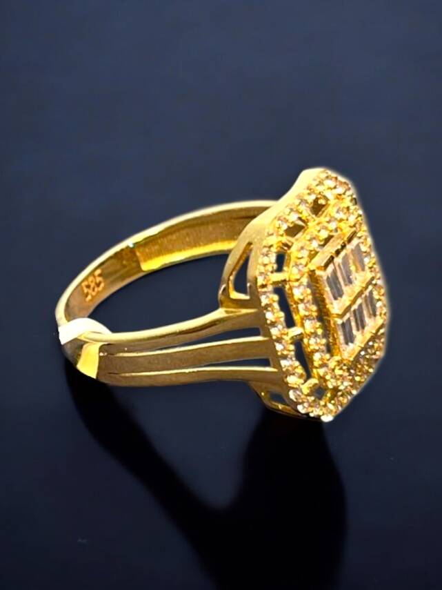 14 Ayar Altın Toz Baget Yüzük - 2