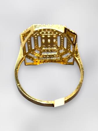 14 Ayar Altın Toz Baget Yüzük - 7