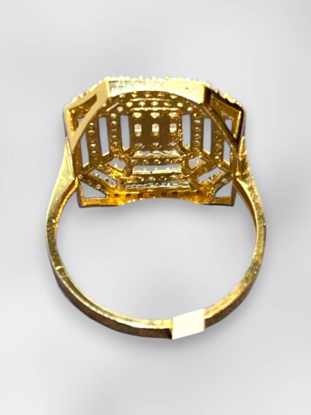 14 Ayar Altın Toz Baget Yüzük - 7