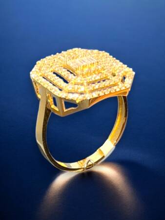 14 Ayar Altın Toz Baget Yüzük - 4