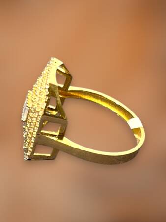 14 Ayar Altın Toz Baget Yüzük - 6