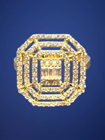 14 Ayar Altın Toz Baget Yüzük - 