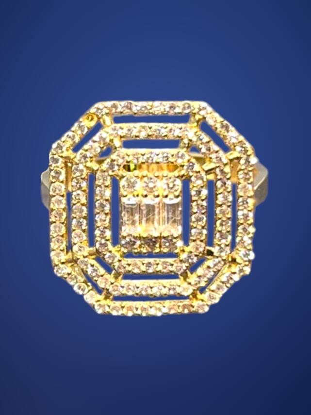 14 Ayar Altın Toz Baget Yüzük - 1