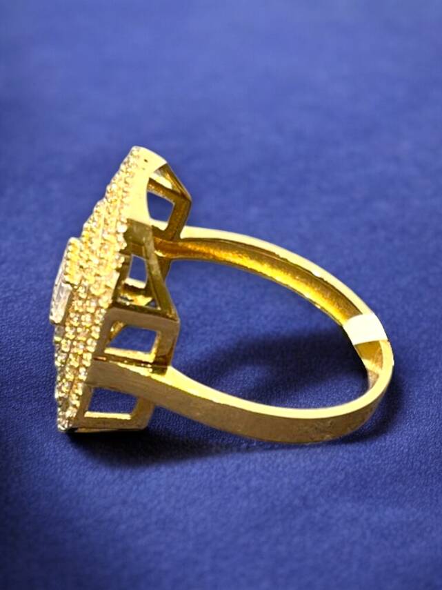 14 Ayar Altın Toz Baget Yüzük - 3