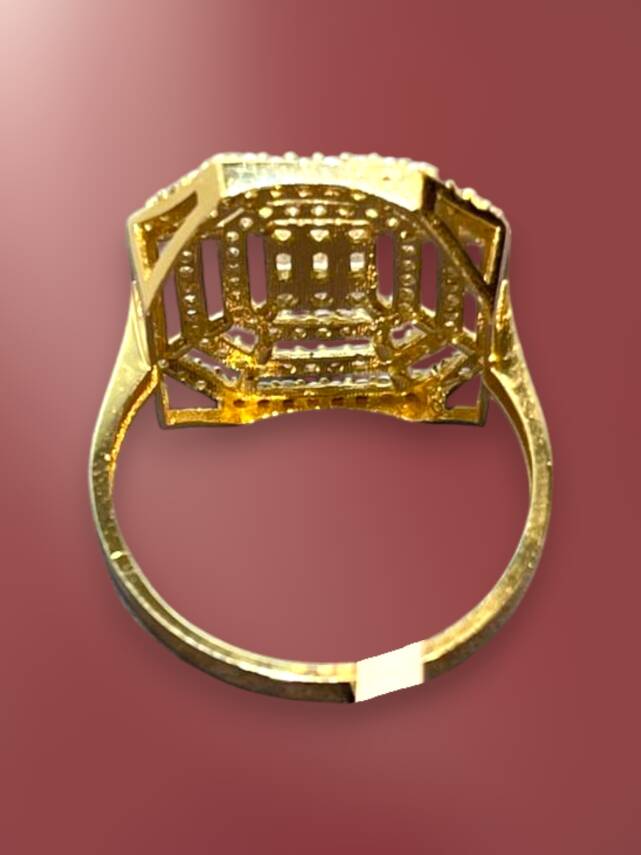 14 Ayar Altın Toz Baget Yüzük - 7