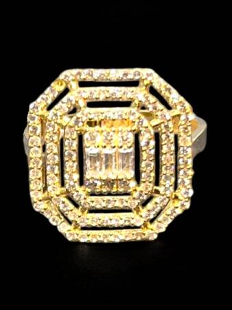 14 Ayar Altın Toz Baget Yüzük - 