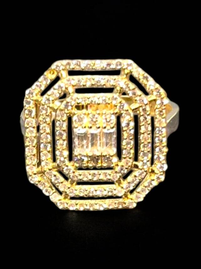 14 Ayar Altın Toz Baget Yüzük - 1