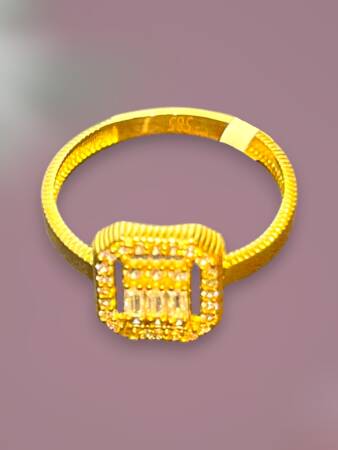 14 Ayar Altın Toz Baget Yüzük - 7