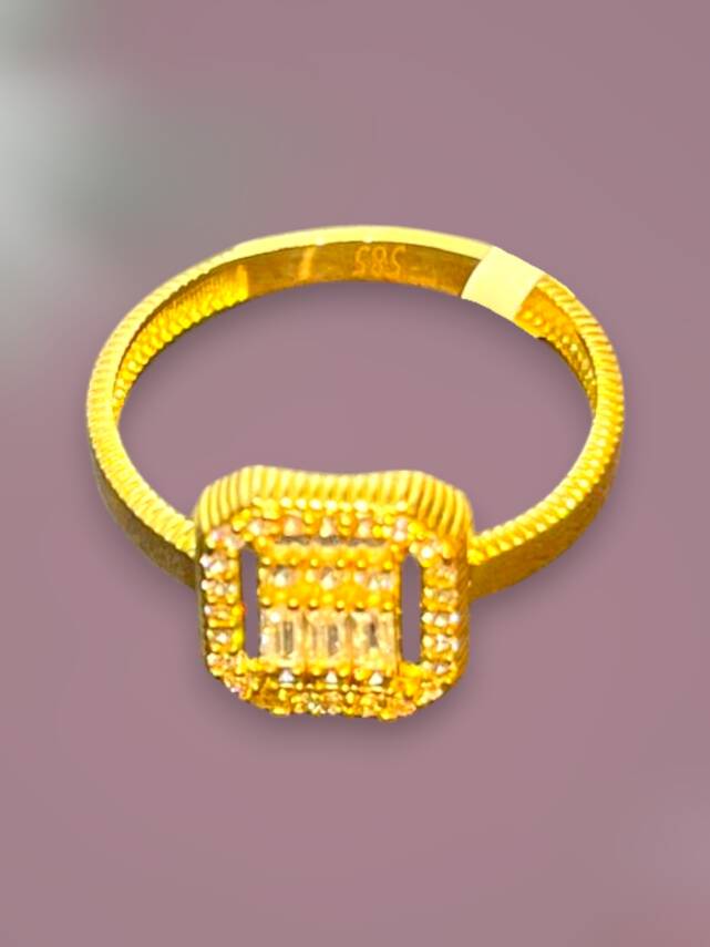 14 Ayar Altın Toz Baget Yüzük - 7