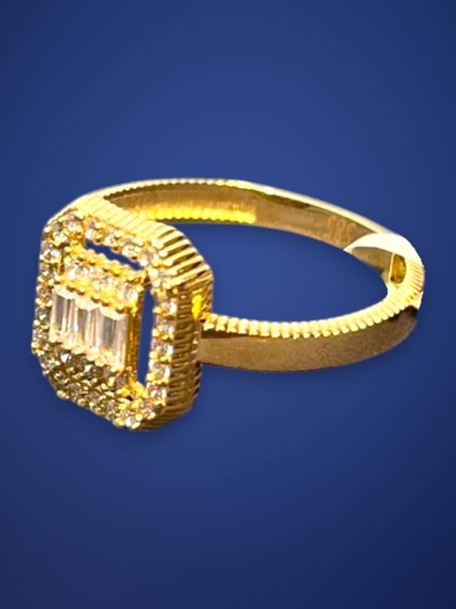 14 Ayar Altın Toz Baget Yüzük - 3