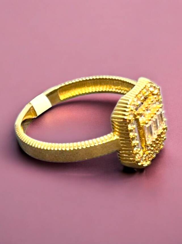 14 Ayar Altın Toz Baget Yüzük - 5