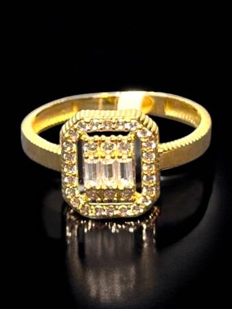 14 Ayar Altın Toz Baget Yüzük - 