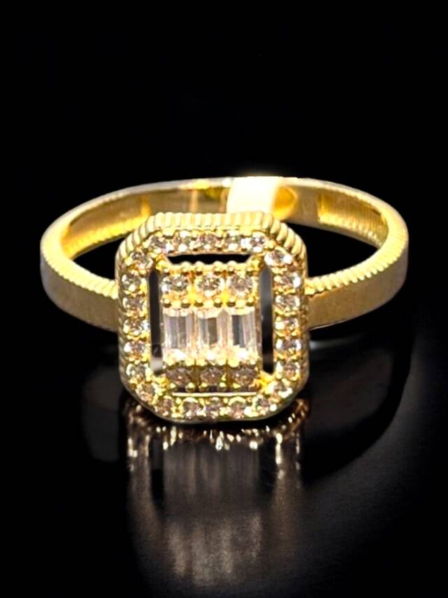 14 Ayar Altın Toz Baget Yüzük - 1