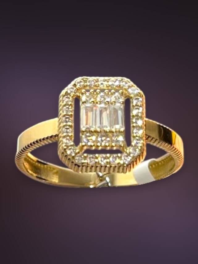 14 Ayar Altın Toz Baget Yüzük - 4