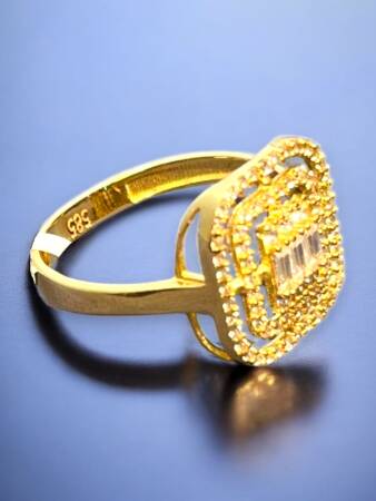 14 Ayar Altın Toz Baget Yüzük - 2