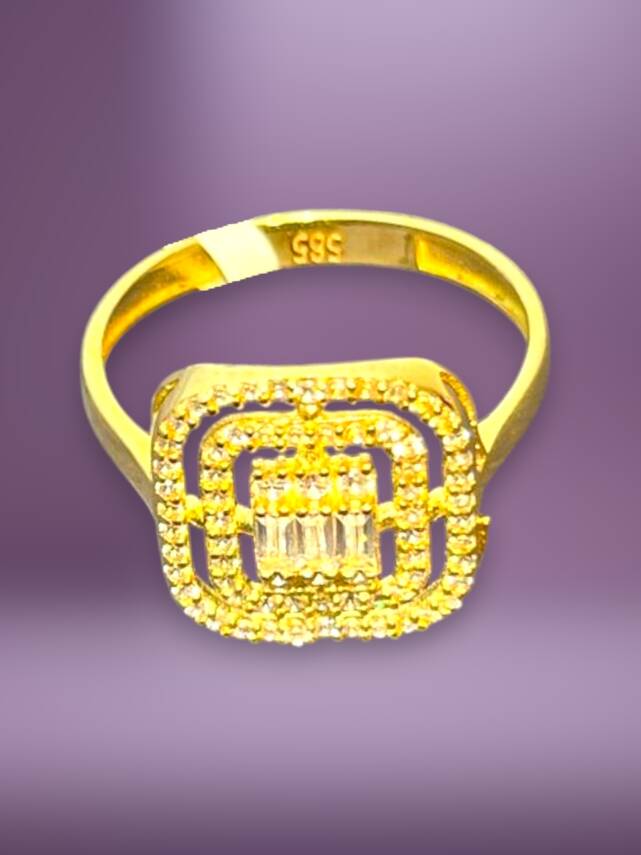 14 Ayar Altın Toz Baget Yüzük - 4