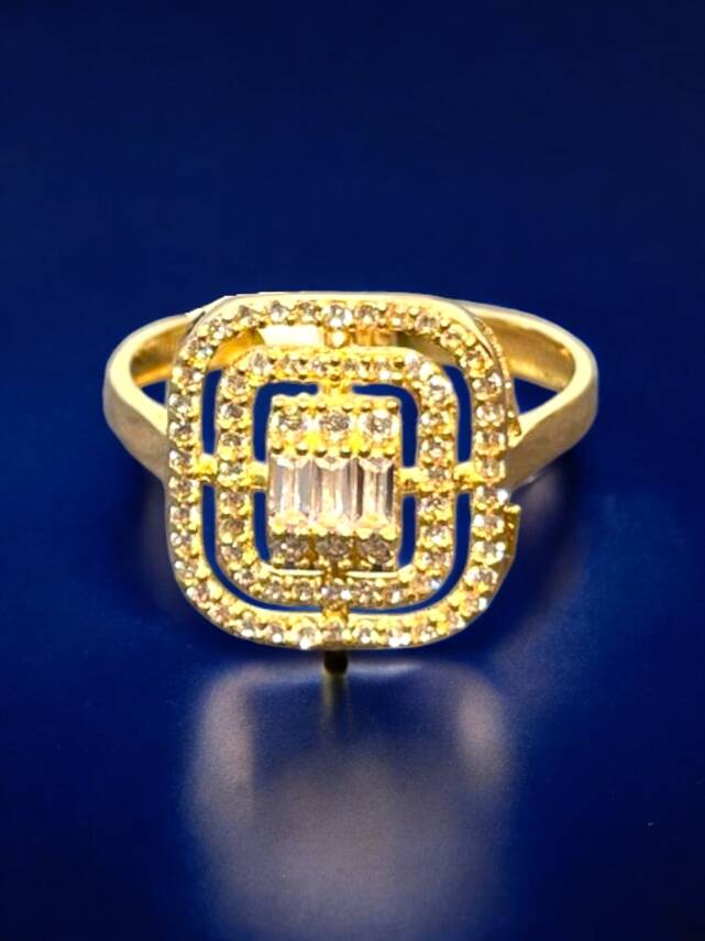 14 Ayar Altın Toz Baget Yüzük - 1