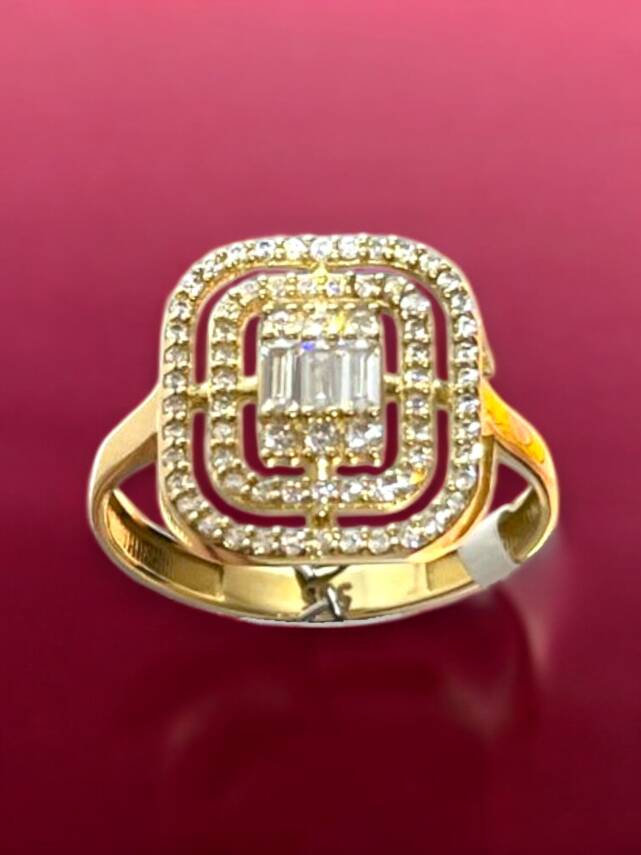 14 Ayar Altın Toz Baget Yüzük - 3