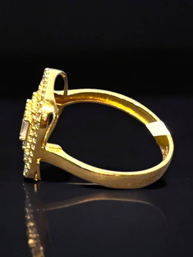 14 Ayar Altın Toz Baget Yüzük - 5