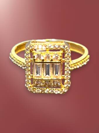 14 Ayar Altın Toz Baget Yüzük - 