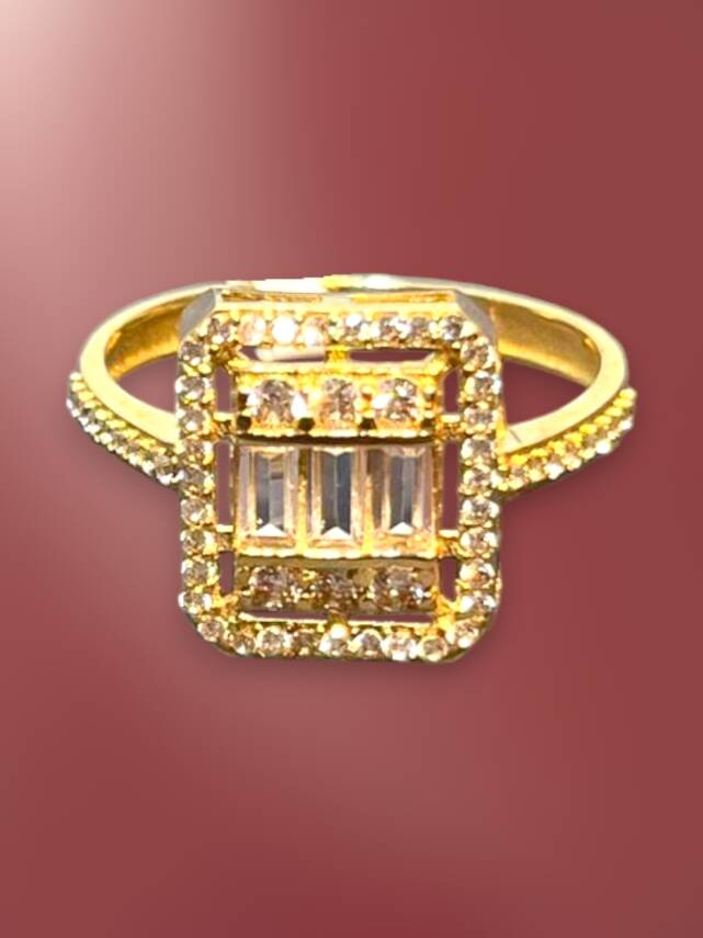 14 Ayar Altın Toz Baget Yüzük - 1