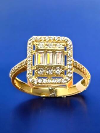 14 Ayar Altın Toz Baget Yüzük - 2