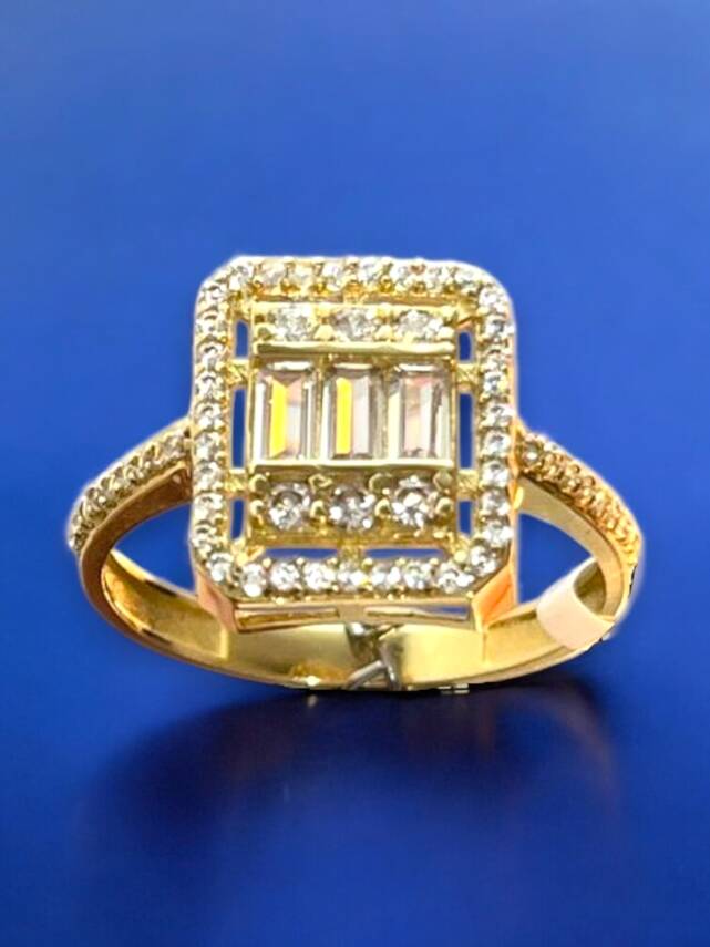 14 Ayar Altın Toz Baget Yüzük - 2