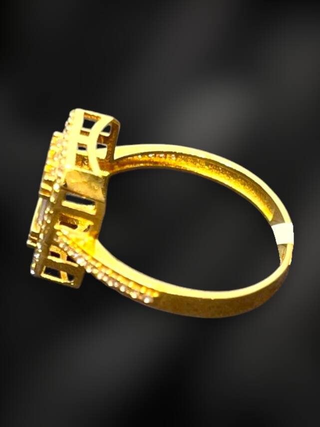 14 Ayar Altın Toz Baget Yüzük - 8