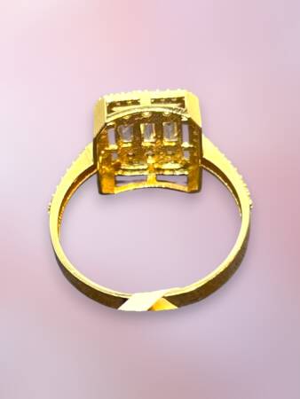 14 Ayar Altın Toz Baget Yüzük - 7