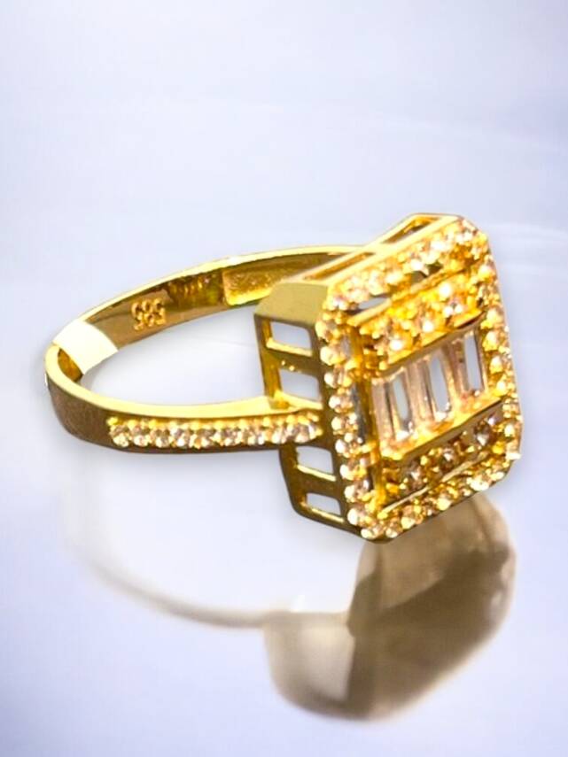 14 Ayar Altın Toz Baget Yüzük - 3