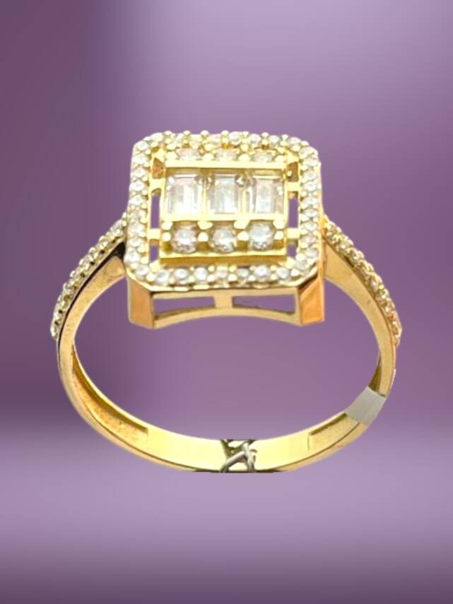 14 Ayar Altın Toz Baget Yüzük - 4