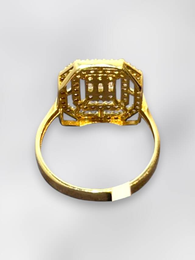 14 Ayar Altın Toz Baget Yüzük - 7