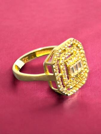 14 Ayar Altın Toz Baget Yüzük - 2