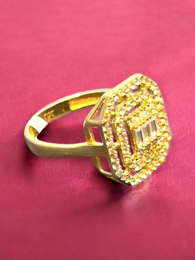 14 Ayar Altın Toz Baget Yüzük - 2