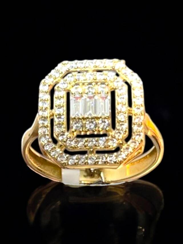 14 Ayar Altın Toz Baget Yüzük - 4