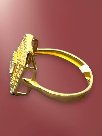 14 Ayar Altın Toz Baget Yüzük - 5