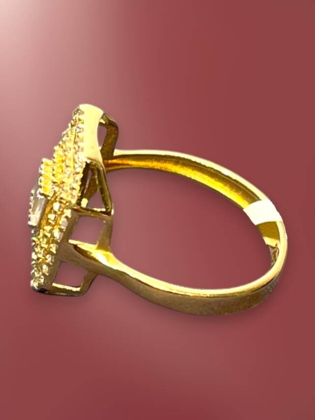 14 Ayar Altın Toz Baget Yüzük - 5