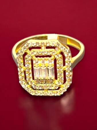 14 Ayar Altın Toz Baget Yüzük - 