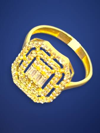 14 Ayar Altın Toz Baget Yüzük - 3