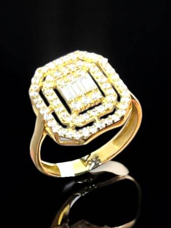 14 Ayar Altın Toz Baget Yüzük - 7