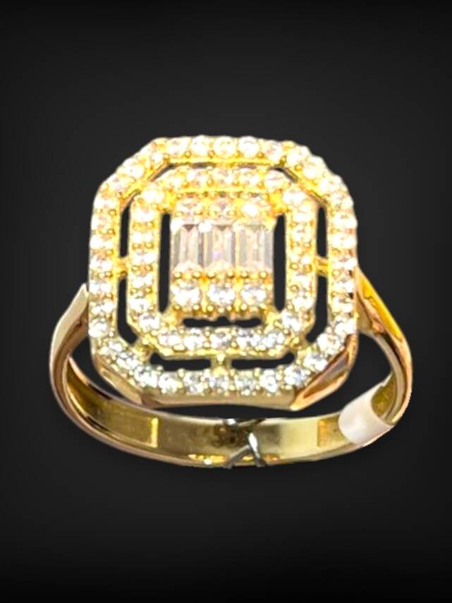 14 Ayar Altın Toz Baget Yüzük - 2