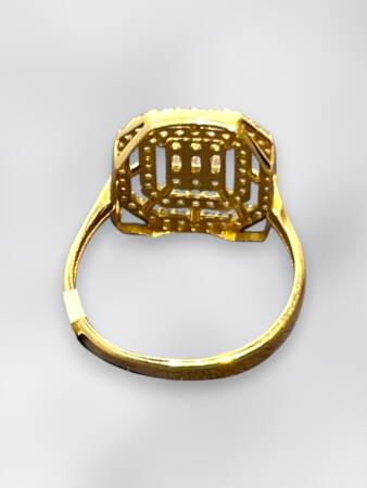 14 Ayar Altın Toz Baget Yüzük - 8