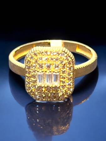 14 Ayar Altın Toz Baget Yüzük - 