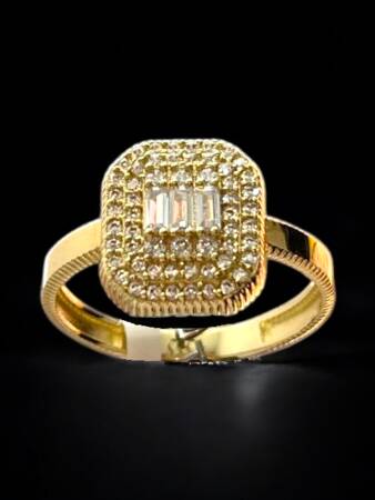 14 Ayar Altın Toz Baget Yüzük - 2