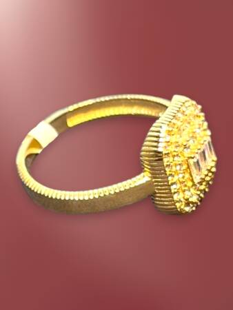 14 Ayar Altın Toz Baget Yüzük - 3