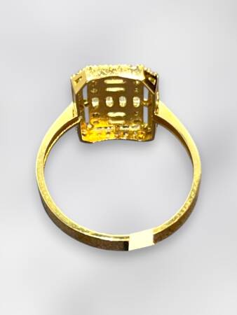 14 Ayar Altın Toz Baget Yüzük - 7